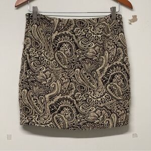 Guess Beaded Jacquard Mini Skirt Paisley Gold Black 10